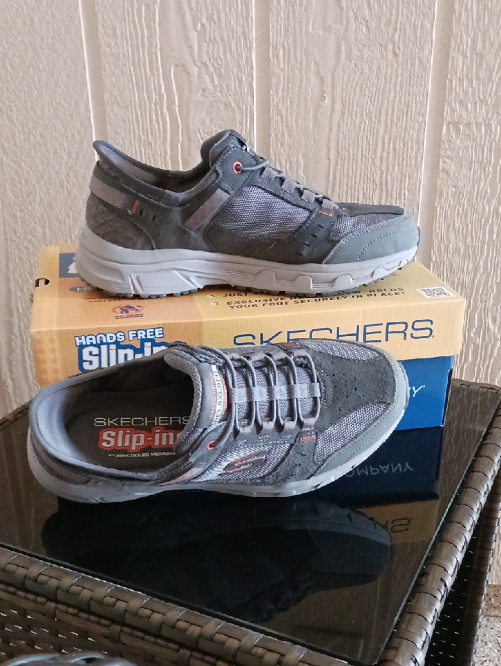 NWB- Men's  Skechers Gray Slip-ins Lace-Style Casual Sneakers